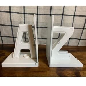 Partylite SmartScents A to Z Bookends Metal With Distressed Finish - Home Decor